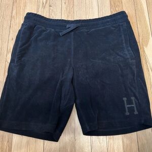 HUF Black Terry Shorts Size Large Embroidered Logo Vintage Streetwear